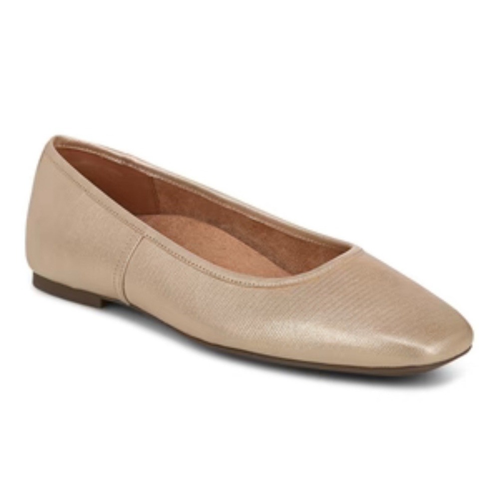 Vionic ORINDA SQUARE TOE BALLET FLAT Gold Size‎ 6.5 Wide